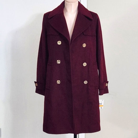 Michael Kors Peacoat Wool Blend Double Breasted Coat - Picture 5 of 13